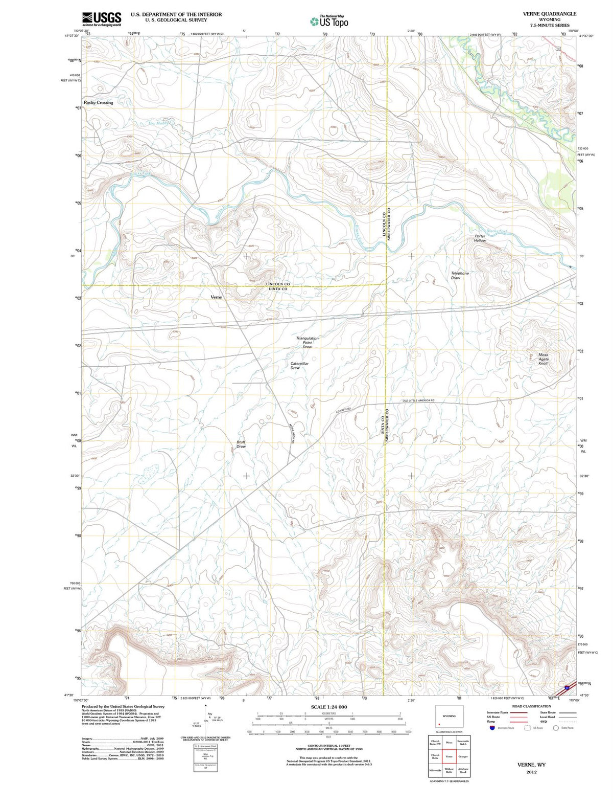 2012 Verne, WY - Wyoming - USGS Topographic Map