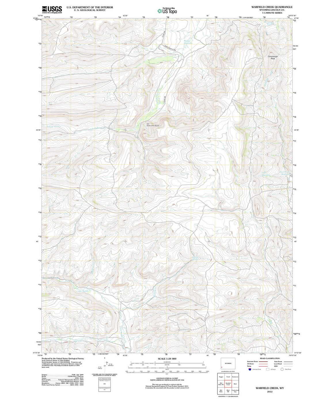 2012 Warfield Creek, WY - Wyoming - USGS Topographic Map