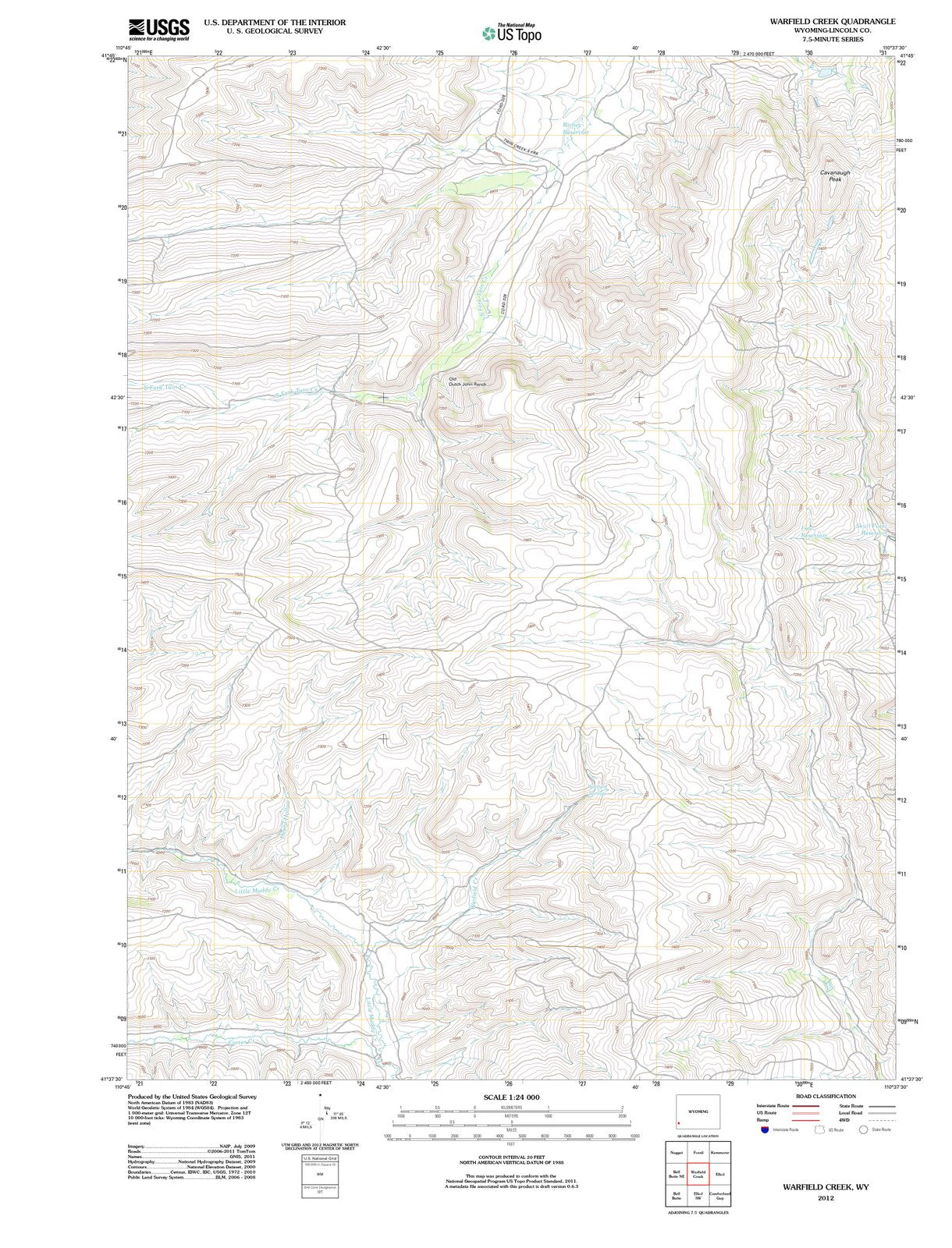 2012 Warfield Creek, WY - Wyoming - USGS Topographic Map