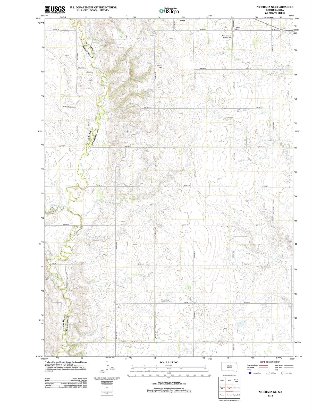 2012 Niobrara, SD - South Dakota - USGS Topographic Map