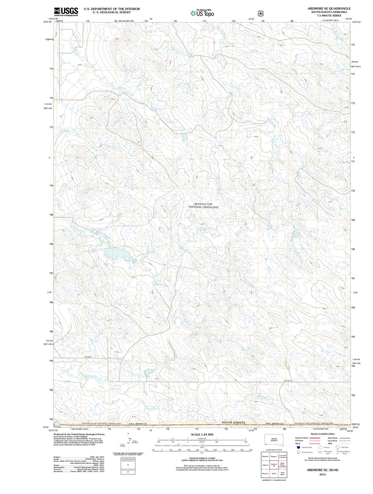 2012 Ardmore, SD - South Dakota - USGS Topographic Map v2