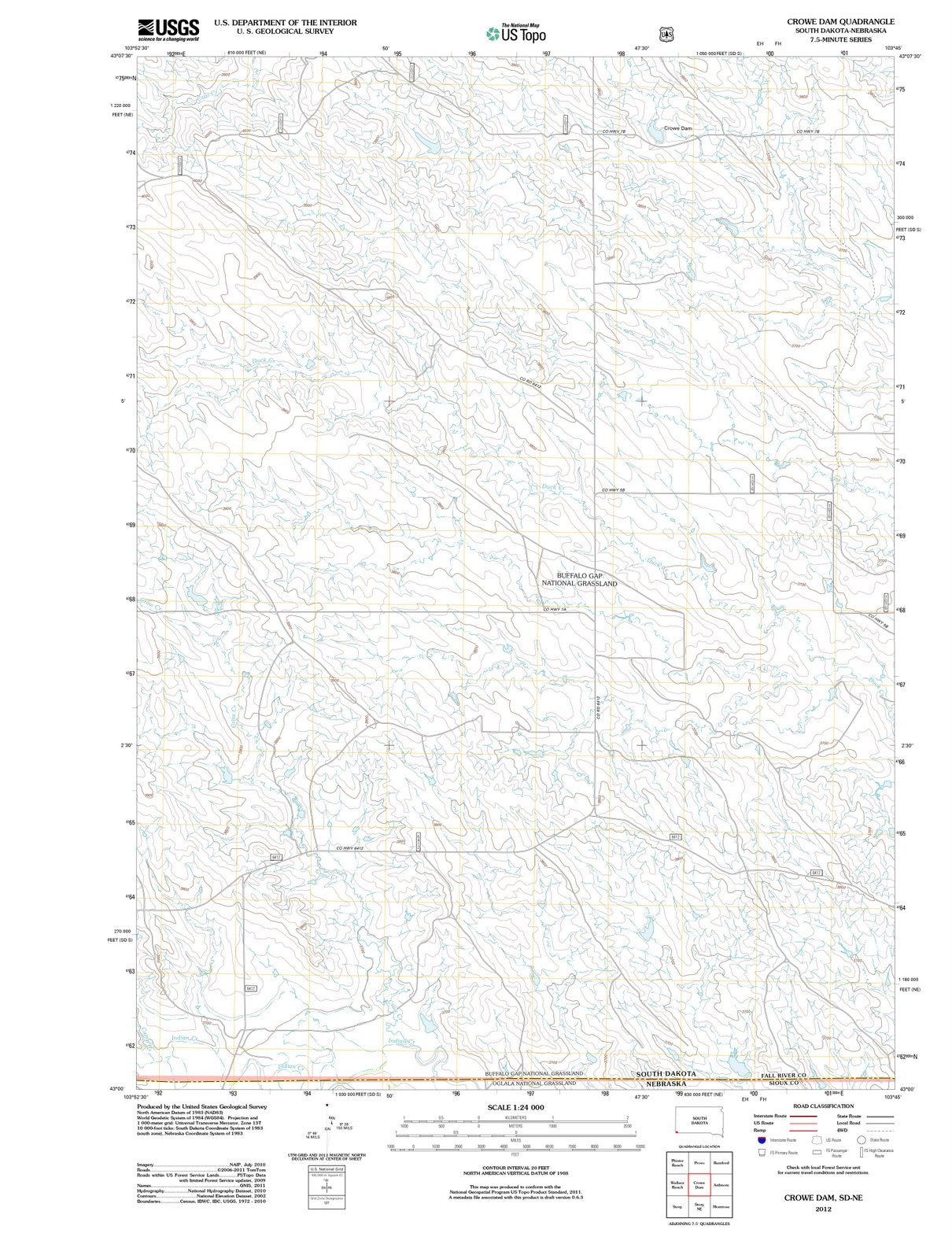 2012 Croweam, SD - South Dakota - USGS Topographic Map