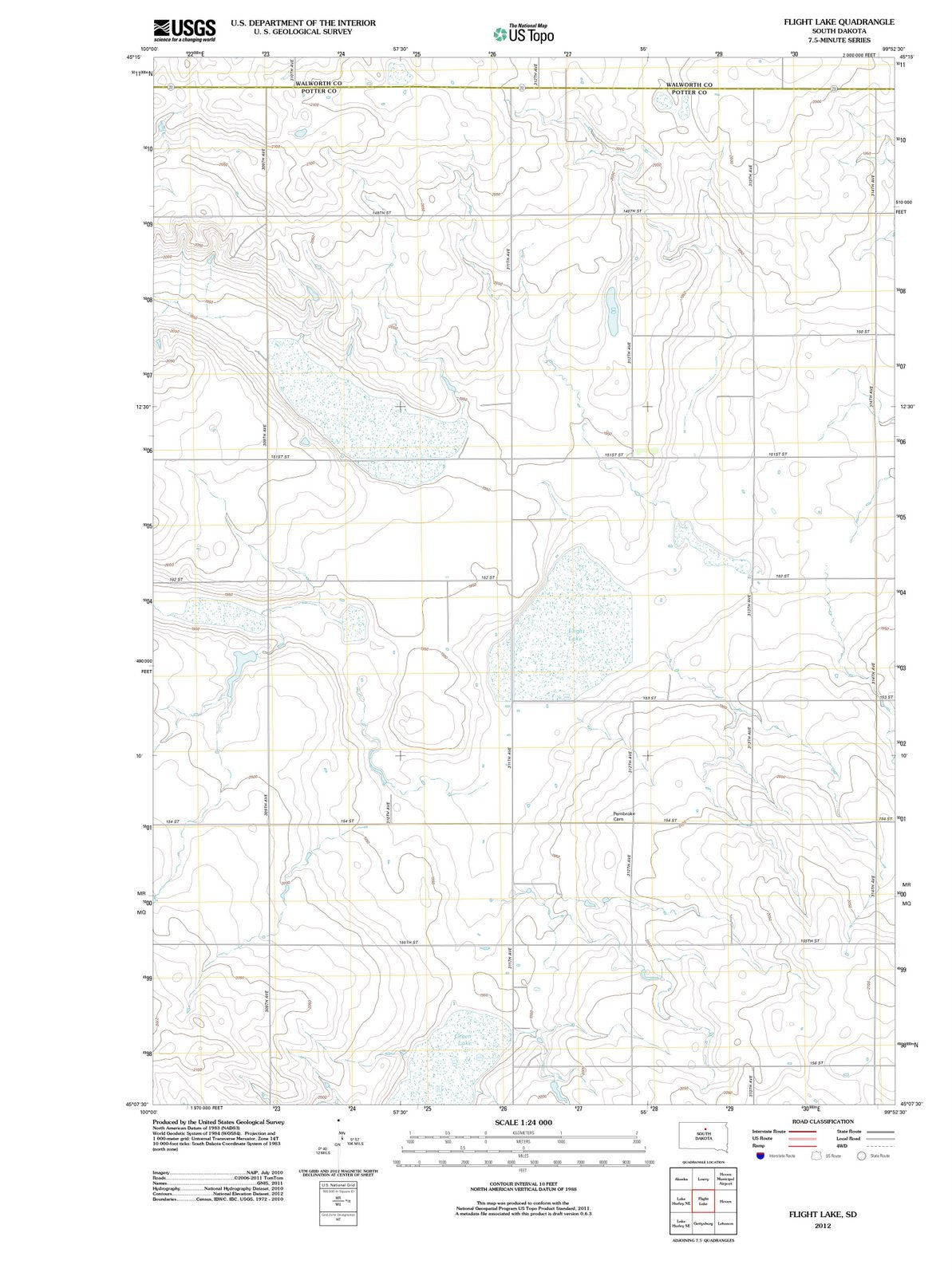 2012 Flight Lake, SD - South Dakota - USGS Topographic Map
