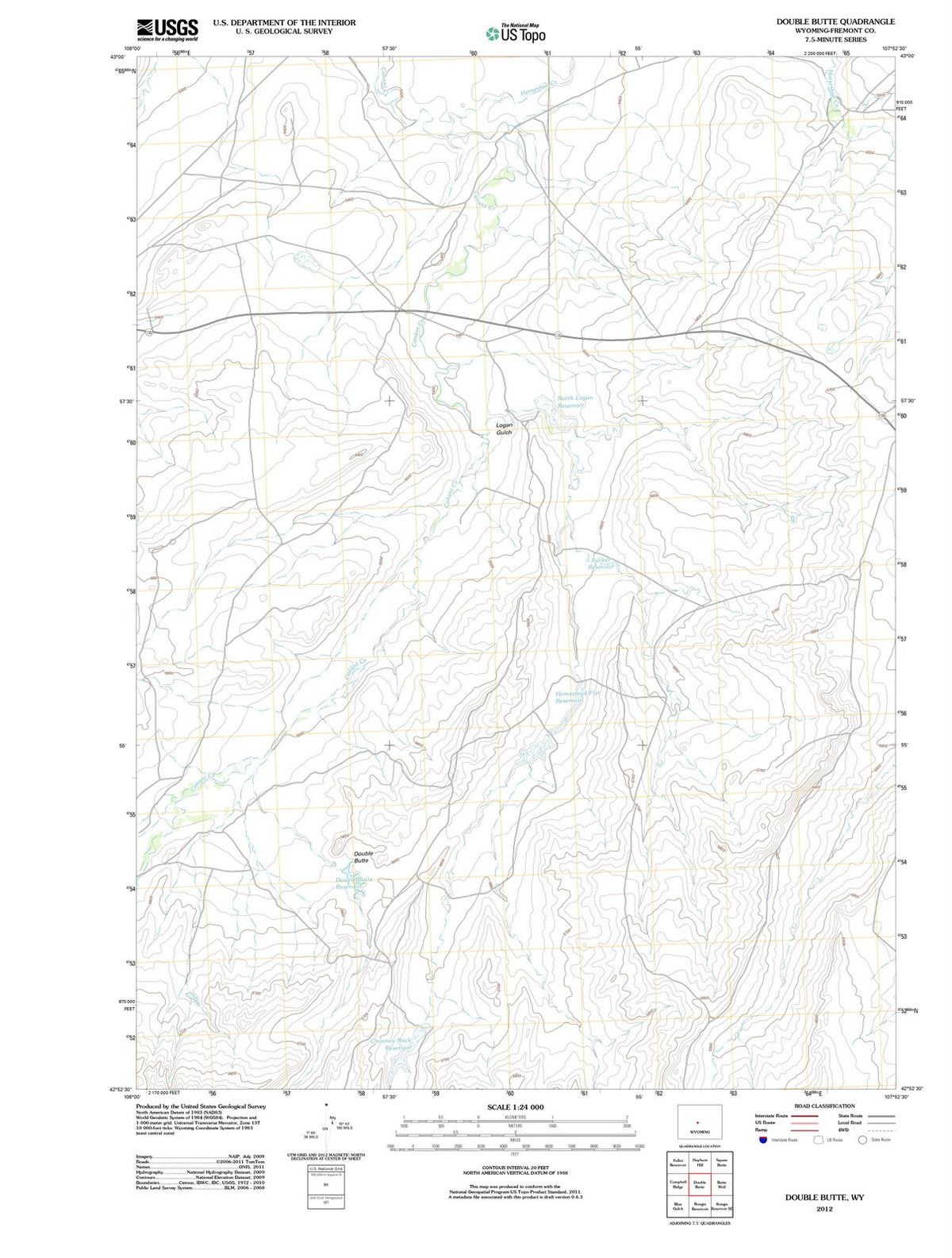 2012 Double Butte, WY - Wyoming - USGS Topographic Map