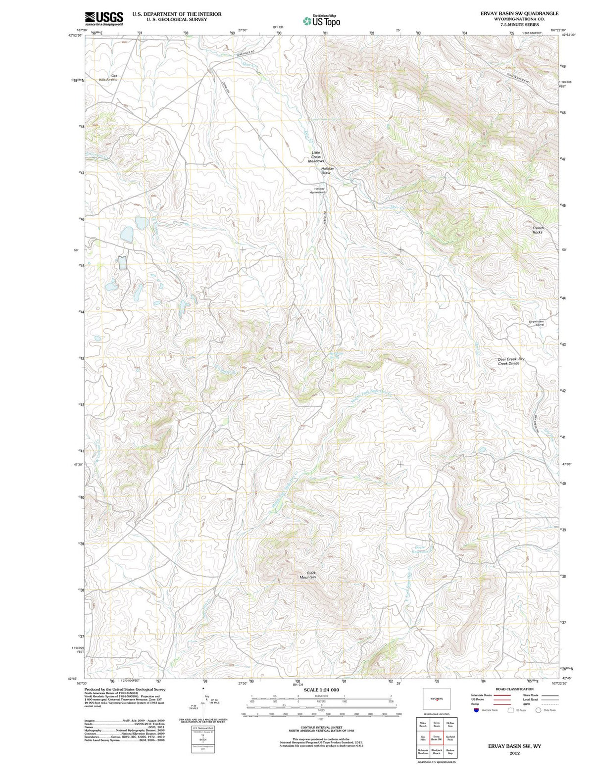 2012 Ervay Basin, WY - Wyoming - USGS Topographic Map
