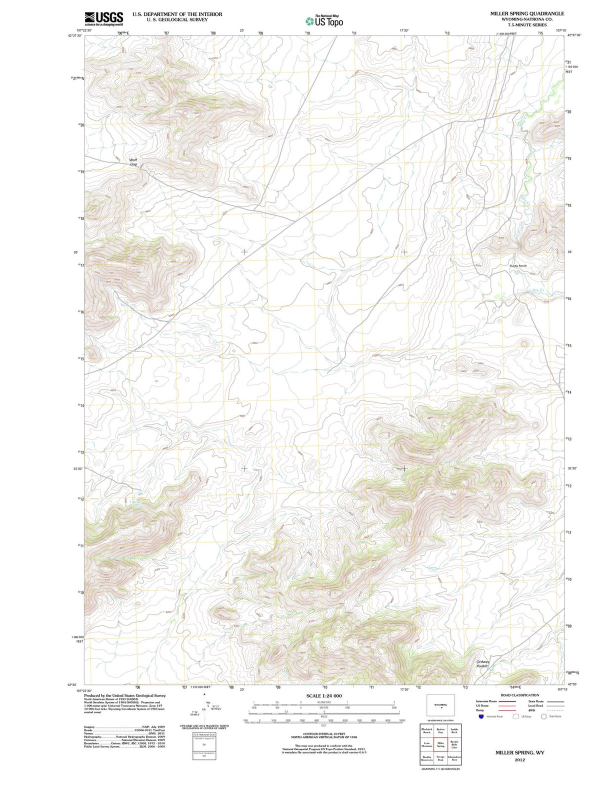 2012 Miller Spring, WY - Wyoming - USGS Topographic Map