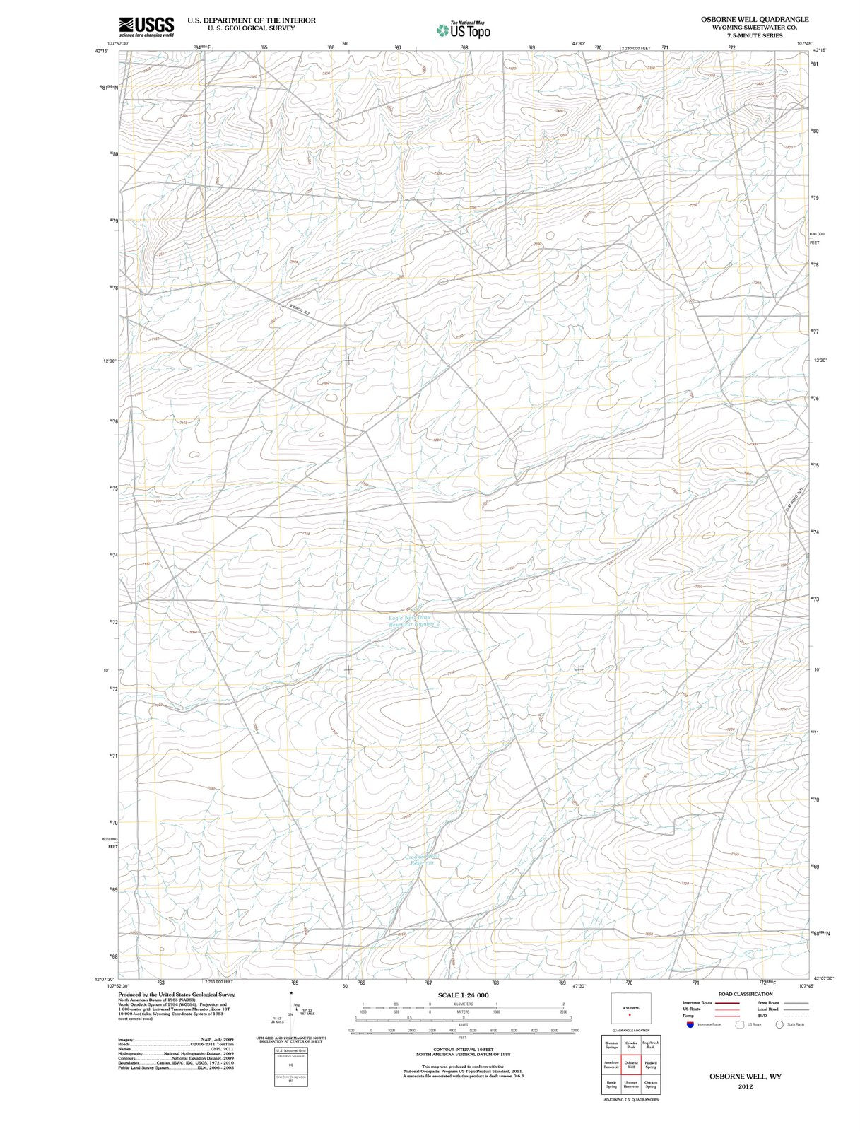 2012 Osborne Well, WY - Wyoming - USGS Topographic Map