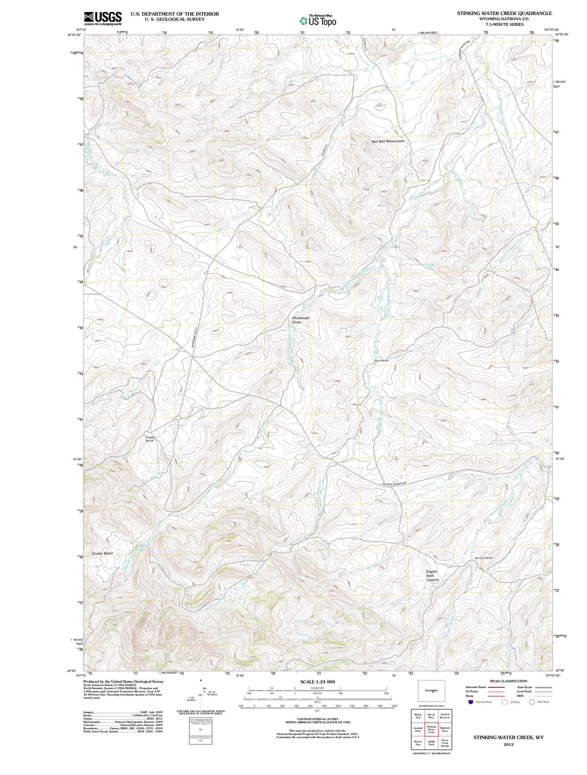 2012 Stinking Water Creek, WY - Wyoming - USGS Topographic Map