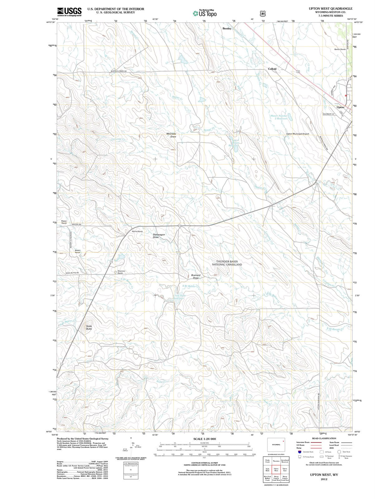 2012 Upton West, WY - Wyoming - USGS Topographic Map