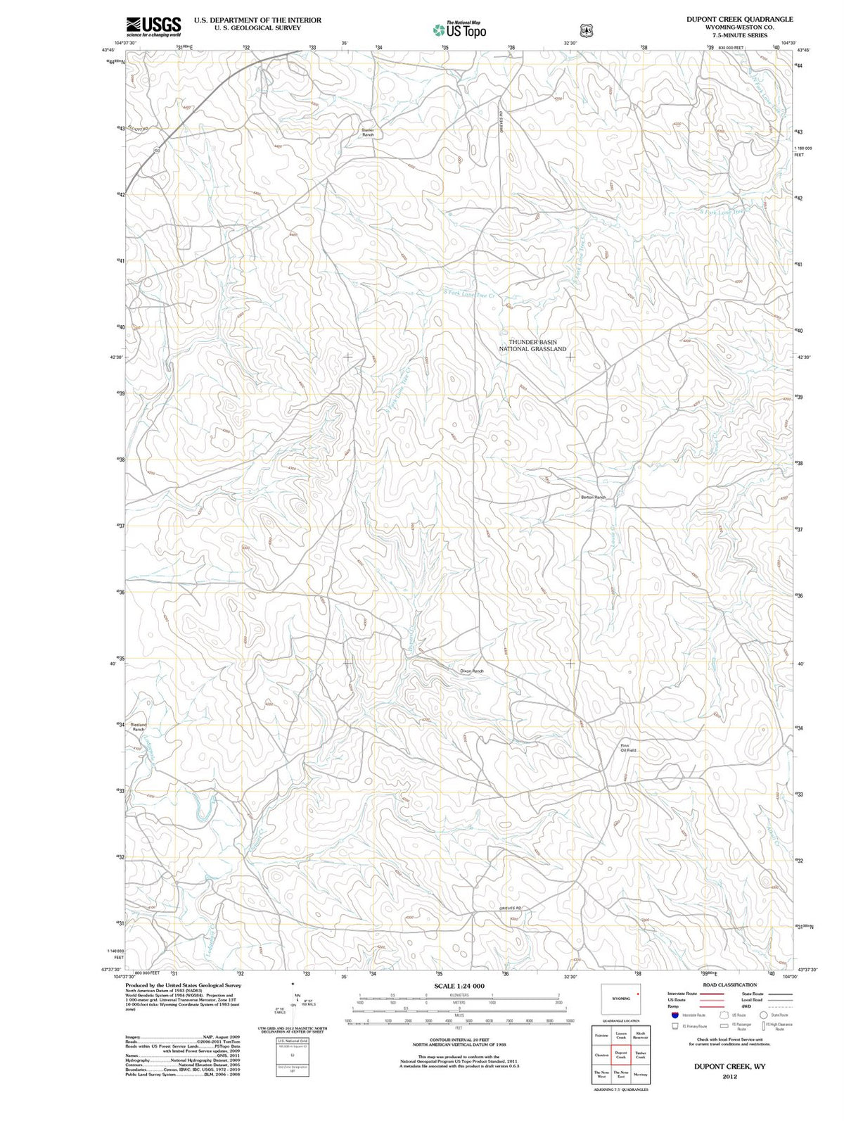2012 Dupont Creek, WY - Wyoming - USGS Topographic Map