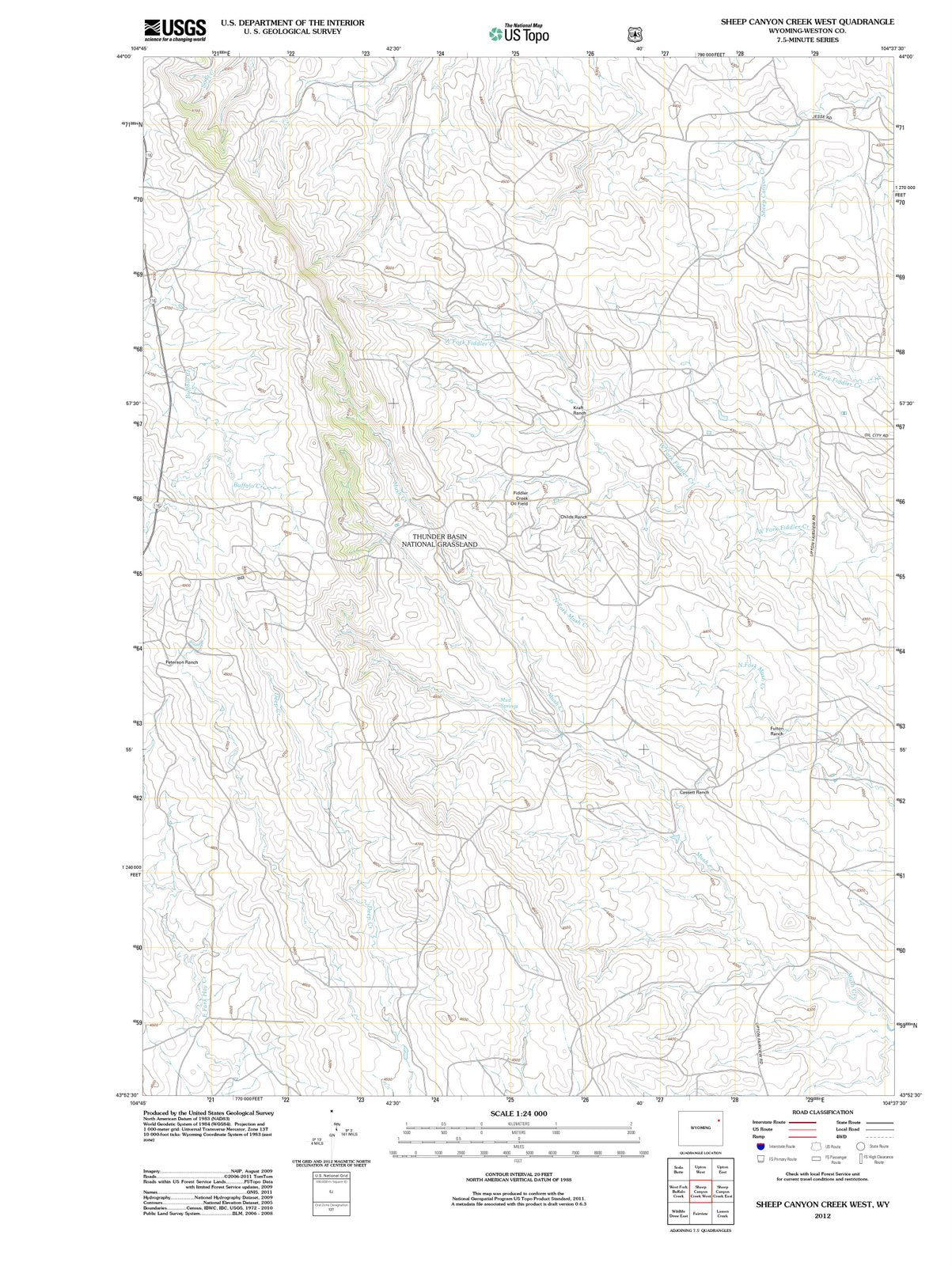 2012 Sheep Canyon Creek West, WY - Wyoming - USGS Topographic Map