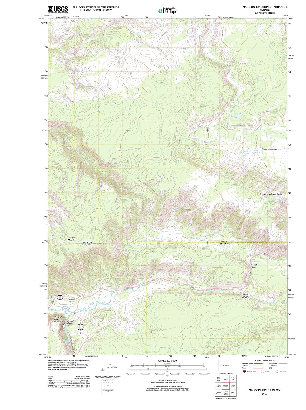 2012 Madison Junction, WY - Wyoming - USGS Topographic Map