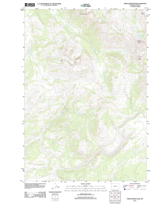 2012 Three Rivers Peak, WY - Wyoming - USGS Topographic Map