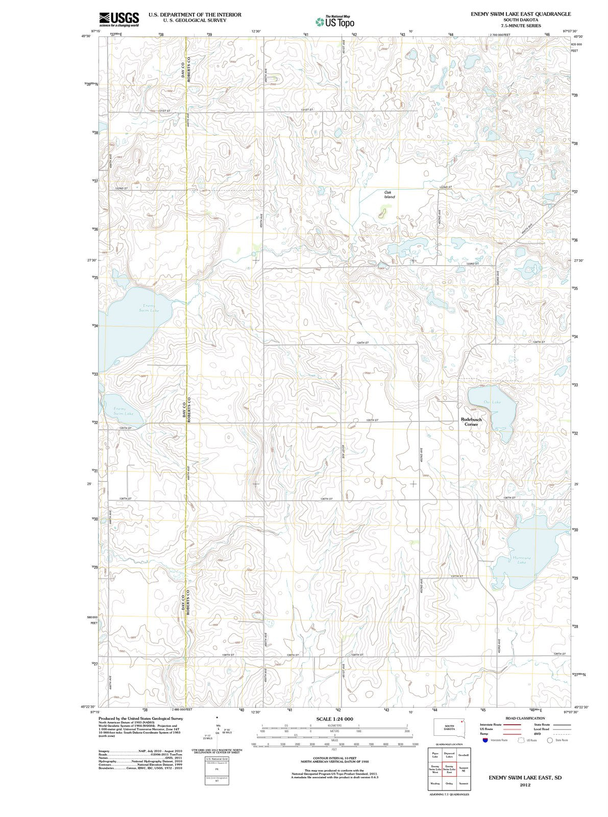 2012 Enemyim Lake East, SD - South Dakota - USGS Topographic Map