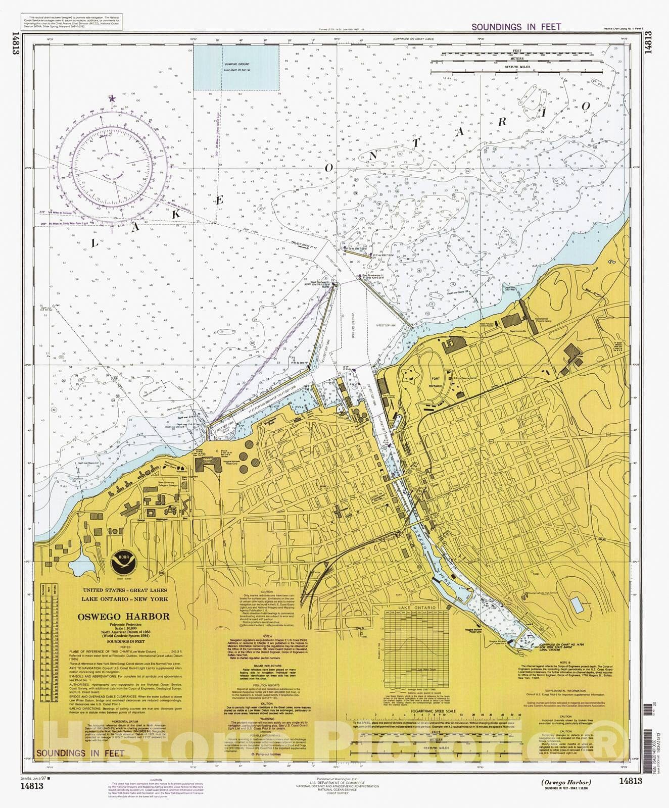 Historic Nautical Map - Oswego Harbor, 1997 NOAA Chart - New York (NY) - Vintage Wall Art