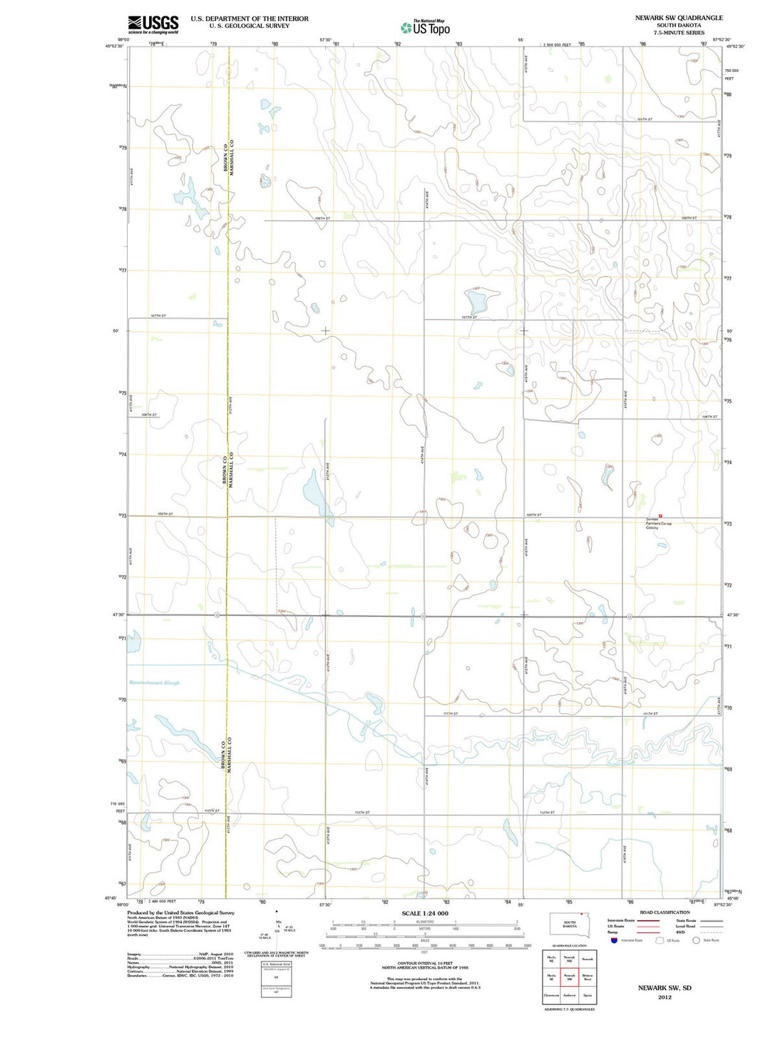 2012 Newark, SD - South Dakota - USGS Topographic Map