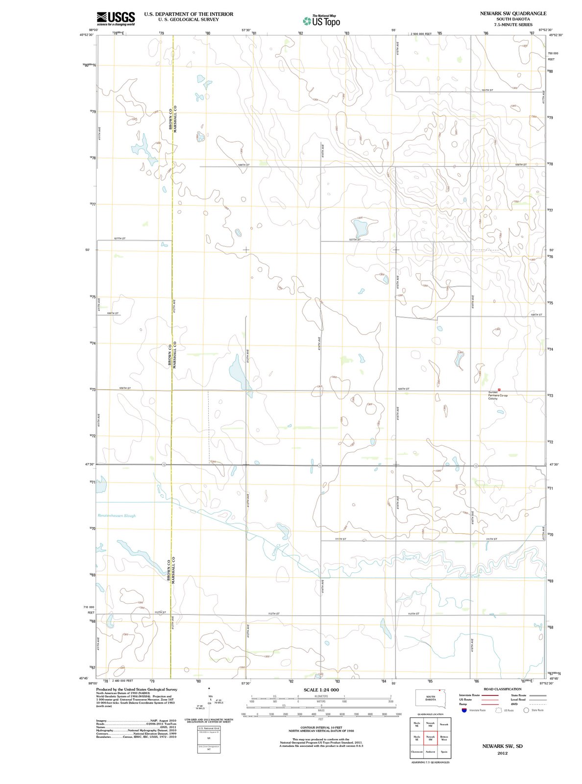 2012 Newark, SD - South Dakota - USGS Topographic Map