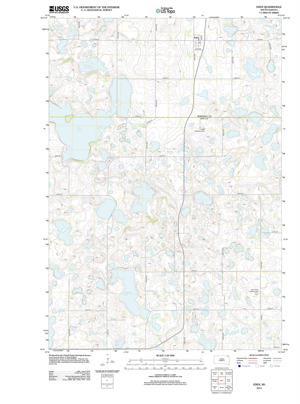 2012 Eden, SD - South Dakota - USGS Topographic Map