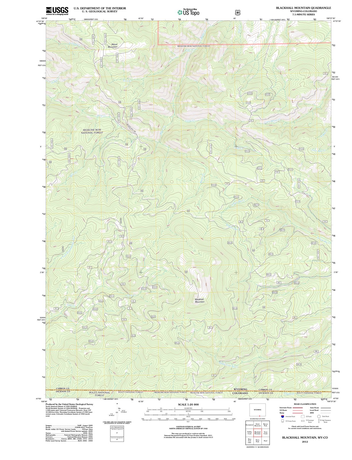 2012 Blackhall Mountain, WY - Wyoming - USGS Topographic Map