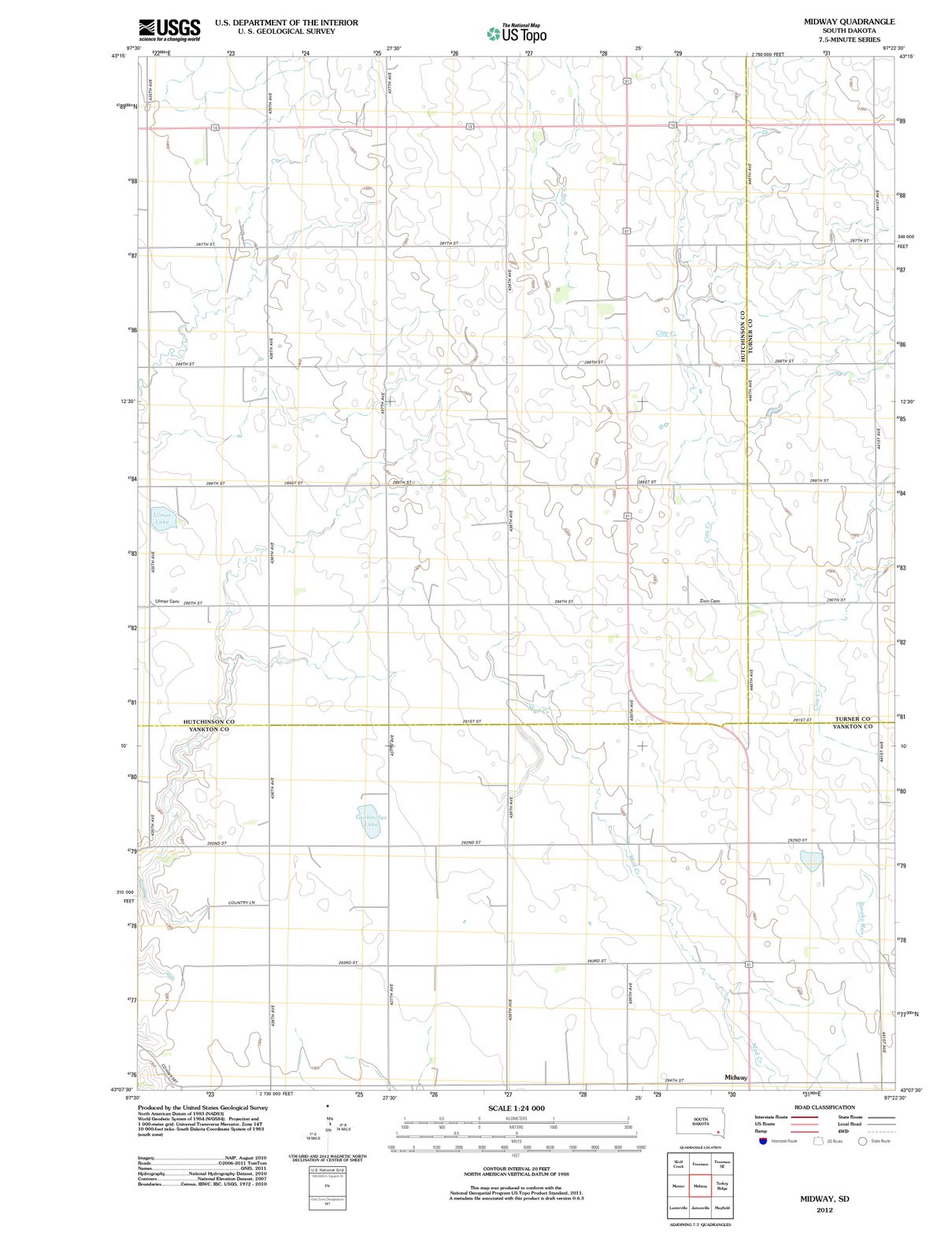 2012 Midway, SD - South Dakota - USGS Topographic Map