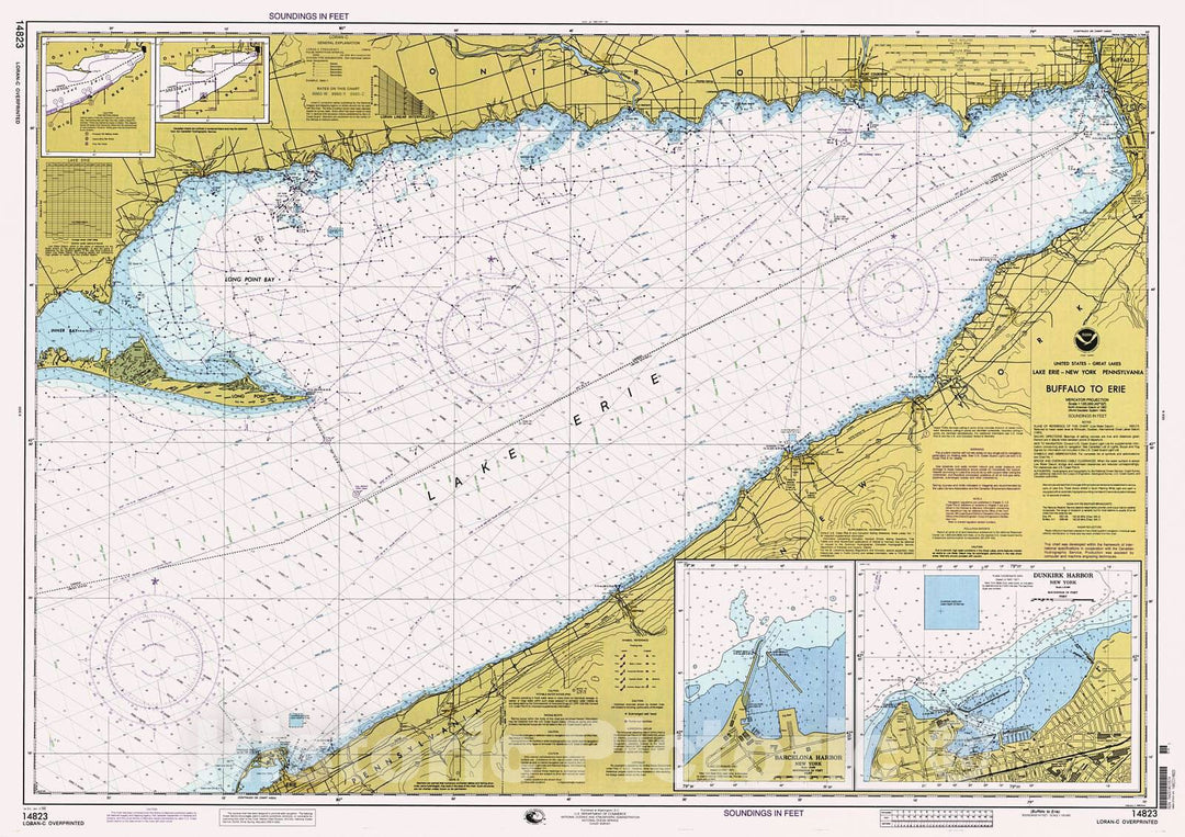 Historic Nautical Map - Buffalo To Erie, 1998 NOAA Chart - New York, Ohio, Pennsylvania (NY, OH, PA) - Vintage Wall Art