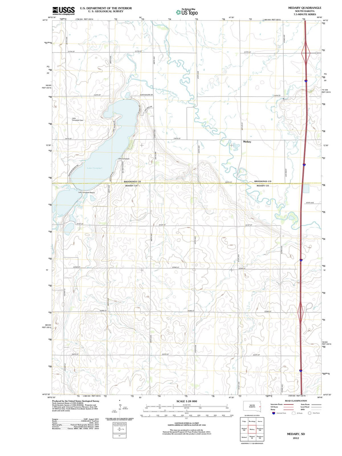 2012 Medary, SD - South Dakota - USGS Topographic Map