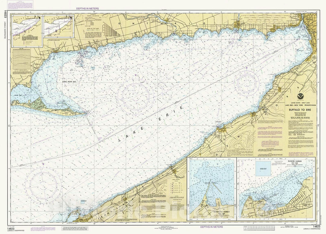 Historic Historic Nautical Map - Buffalo To Erie, 1991 NOAA Chart - Ohio, Pennsylvania, New York (OH, PA, NY) - Antique Vintage Decor Poster Wall Art Reproduction