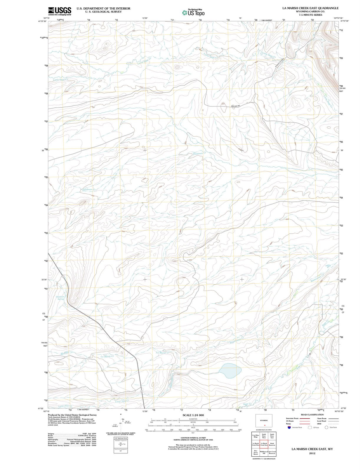2012 La Marsh Creek East, WY - Wyoming - USGS Topographic Map
