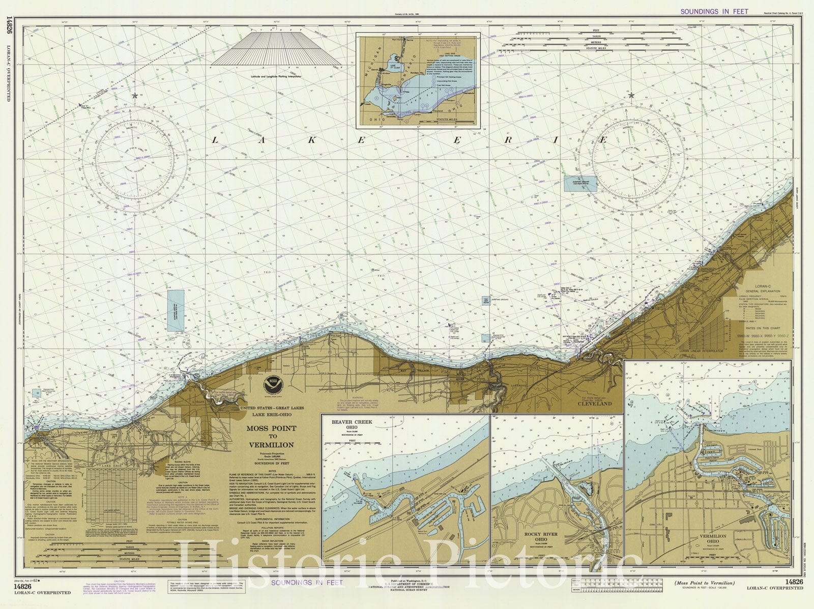 Historic Nautical Map - Moss Point To Vermilion, 1982 NOAA Chart - Ohio (OH) - Vintage Wall Art