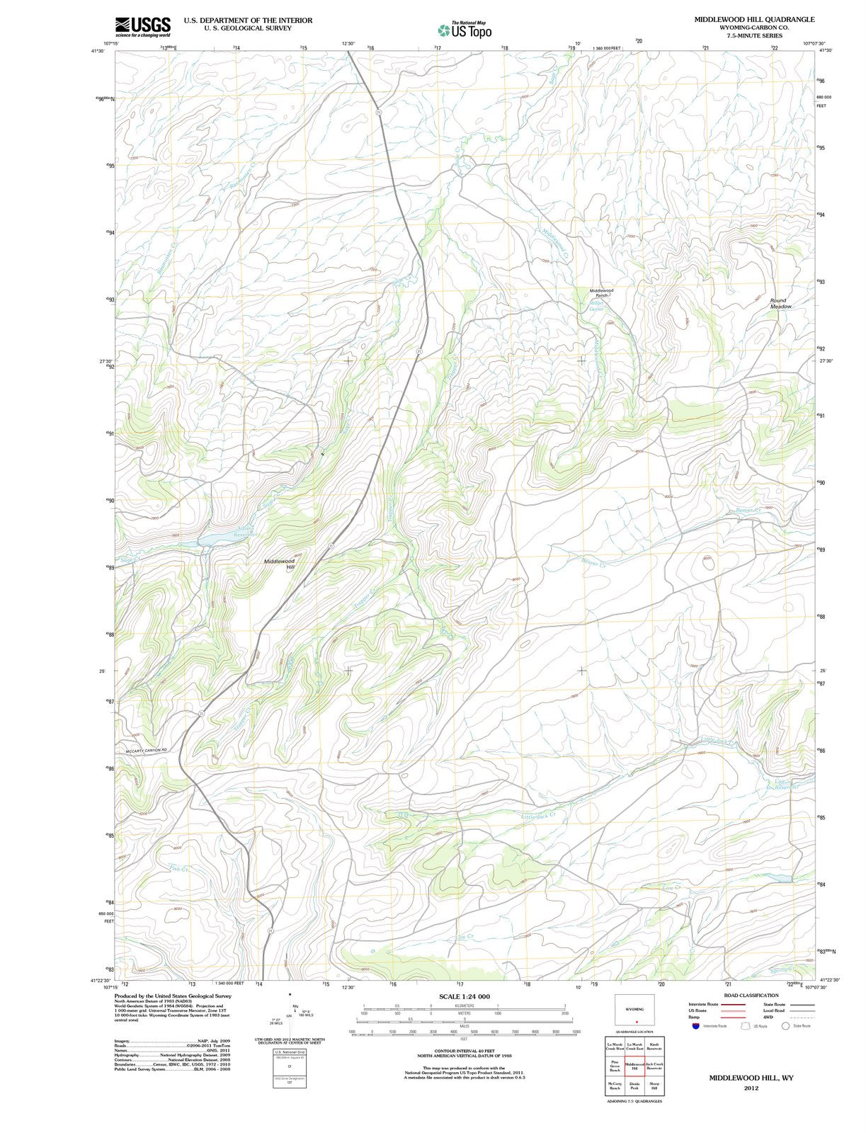 2012 Middlewood Hill, WY - Wyoming - USGS Topographic Map