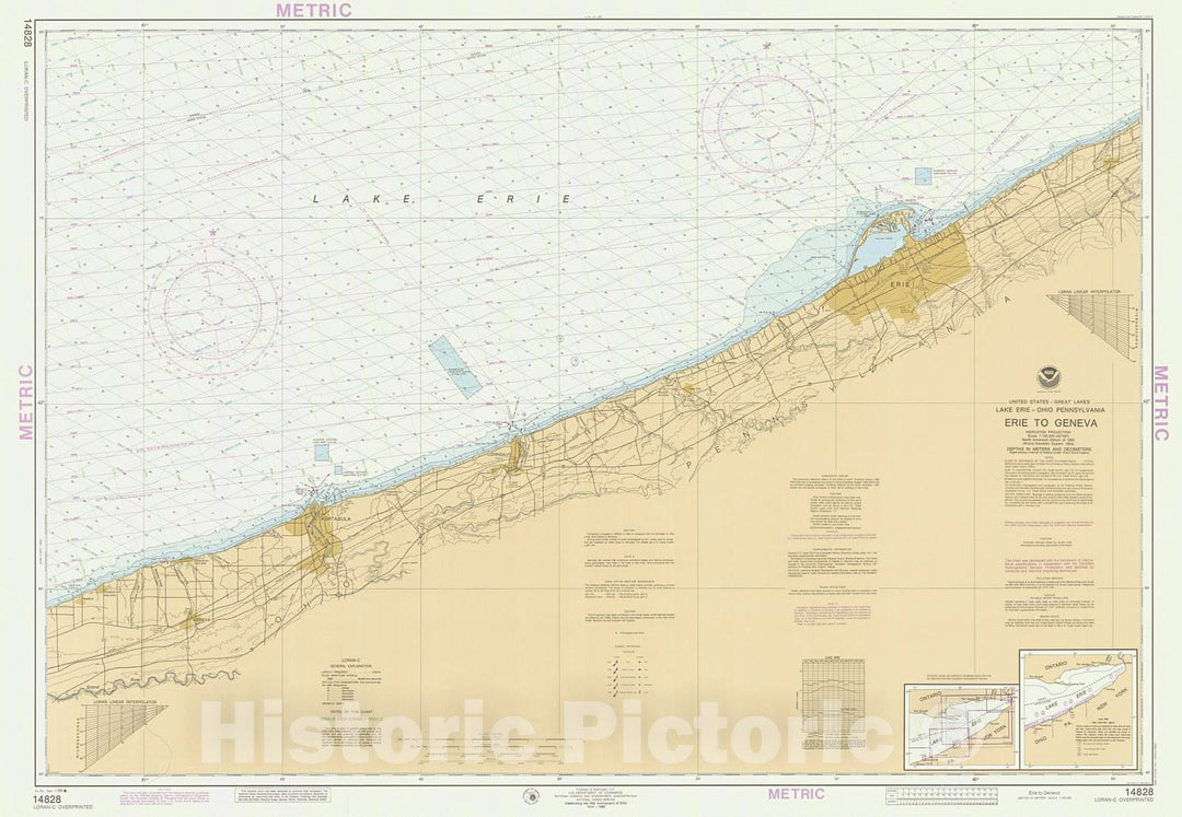 Historic Nautical Map - Erie To Geneva, 1988 NOAA Chart - Ohio, Pennsylvania (OH, PA) - Vintage Wall Art