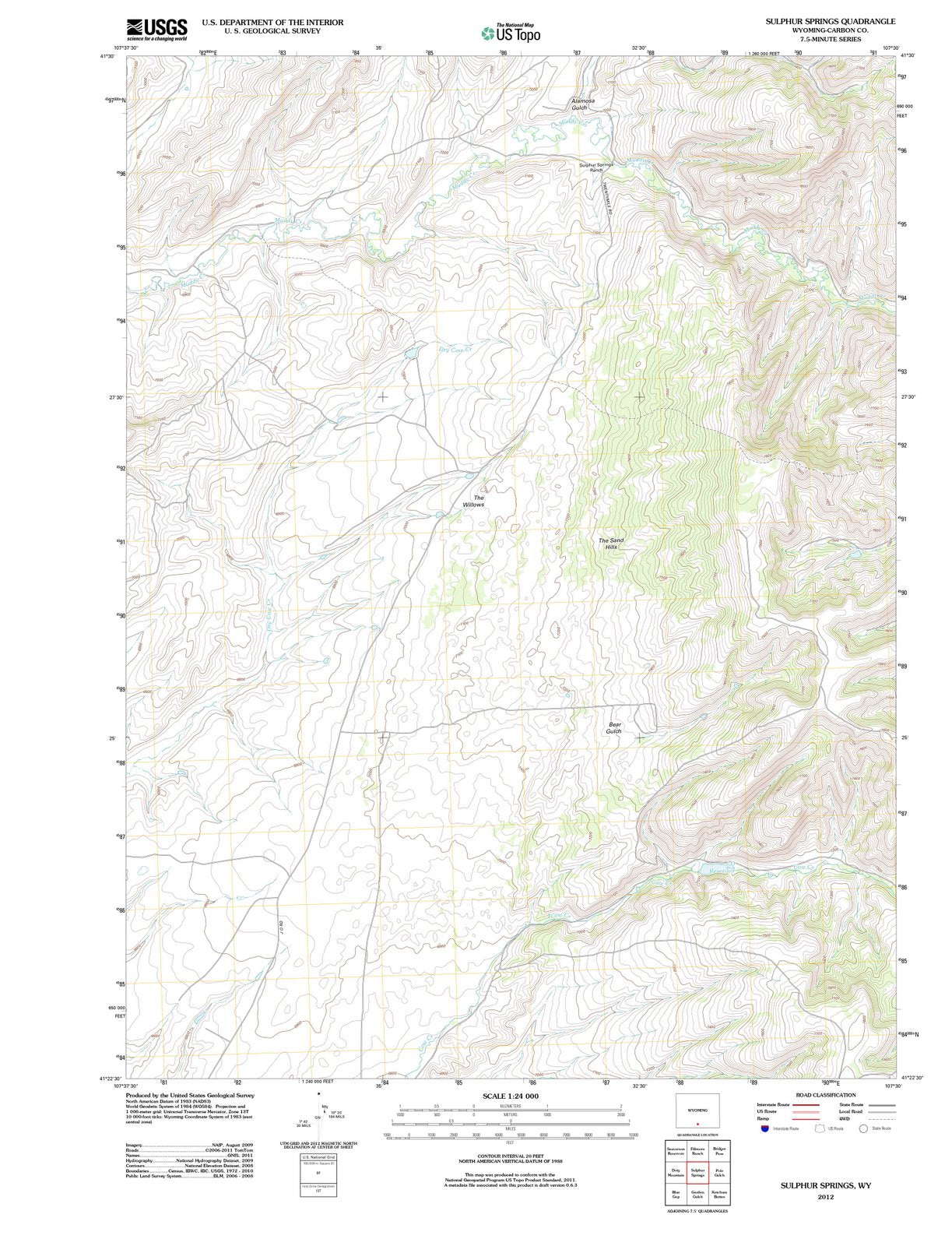 2012 Sulphur Springs, WY - Wyoming - USGS Topographic Map