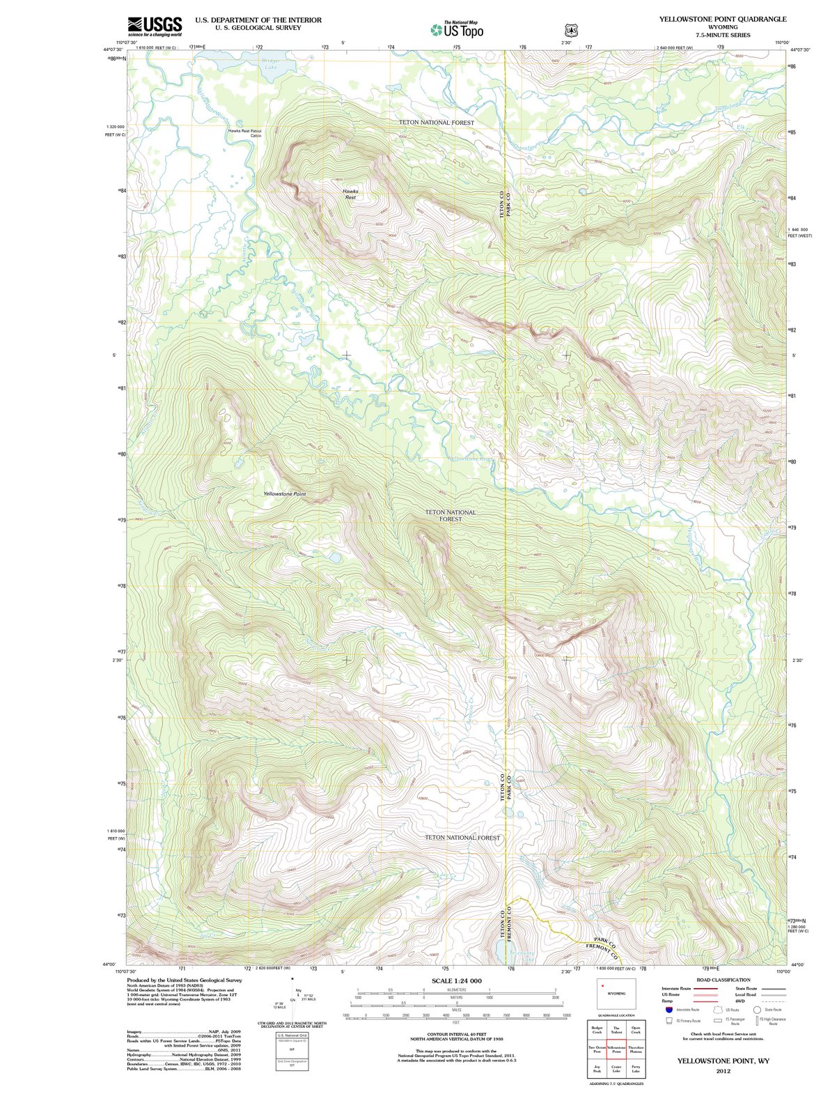 2012 Yellowstone Point, WY - Wyoming - USGS Topographic Map