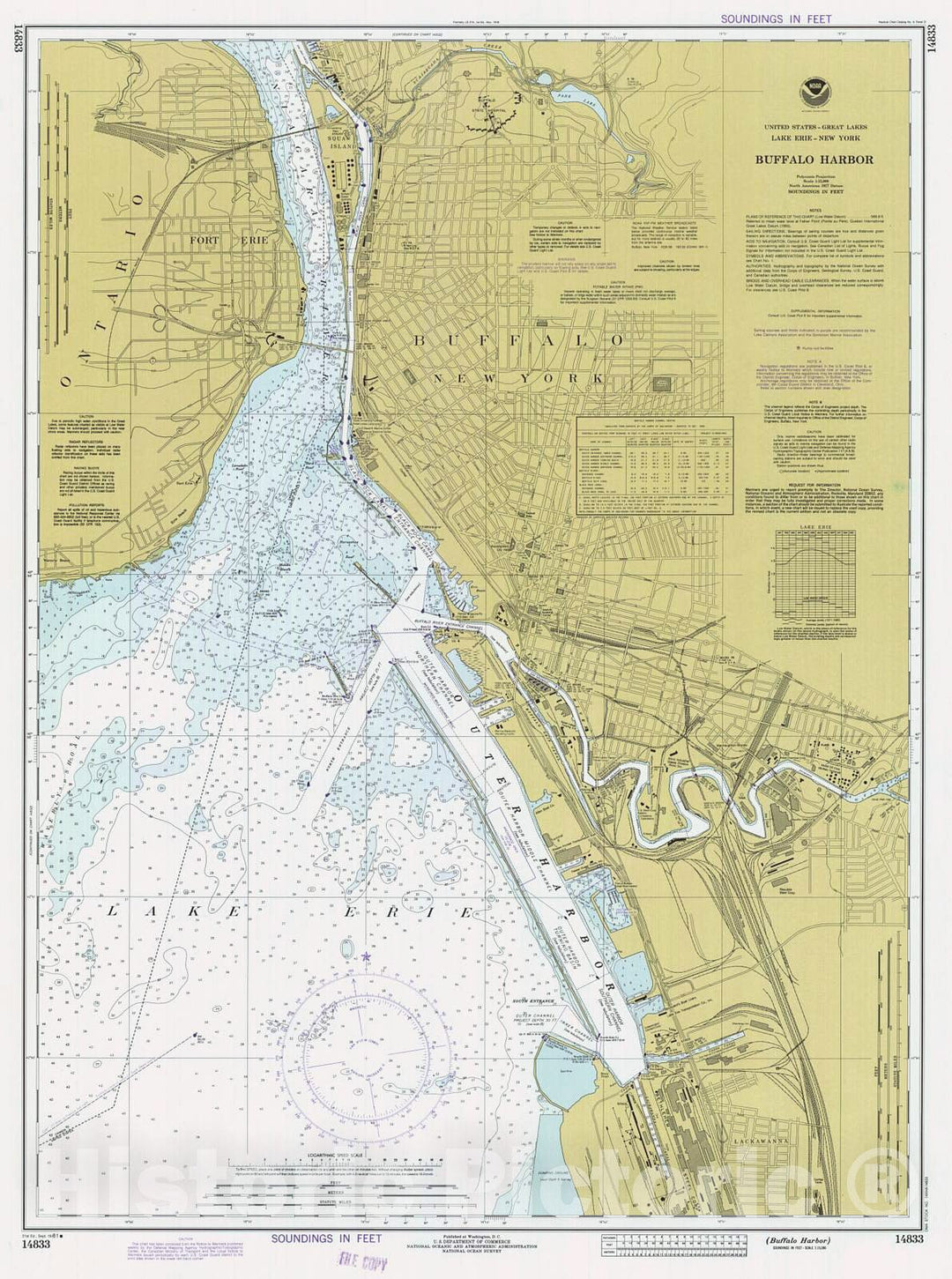 Historic Nautical Map - Buffalo Harbor, 1981 NOAA Chart - New York (NY) - Vintage Wall Art