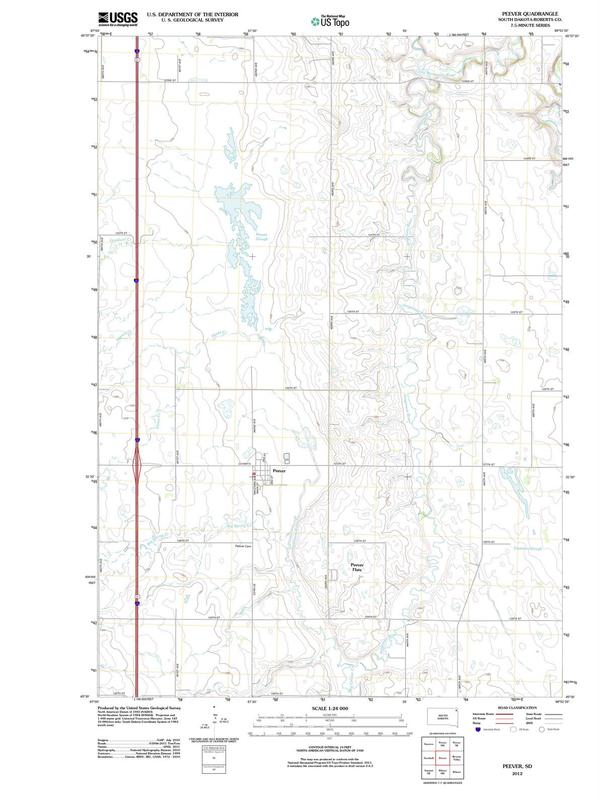 2012 Peever, SD - South Dakota - USGS Topographic Map