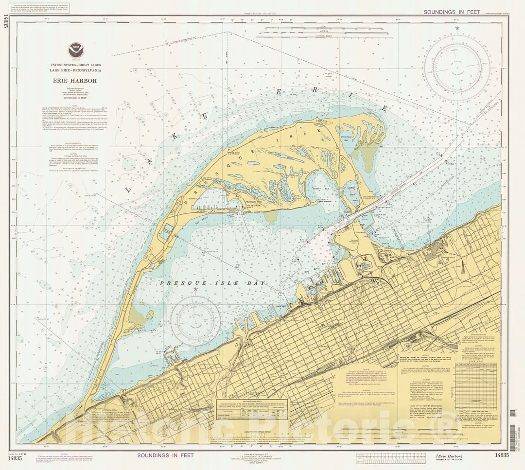 Historic Nautical Map - Erie Harbor, 1997 NOAA Chart - Pennsylvania (PA) - Vintage Wall Art