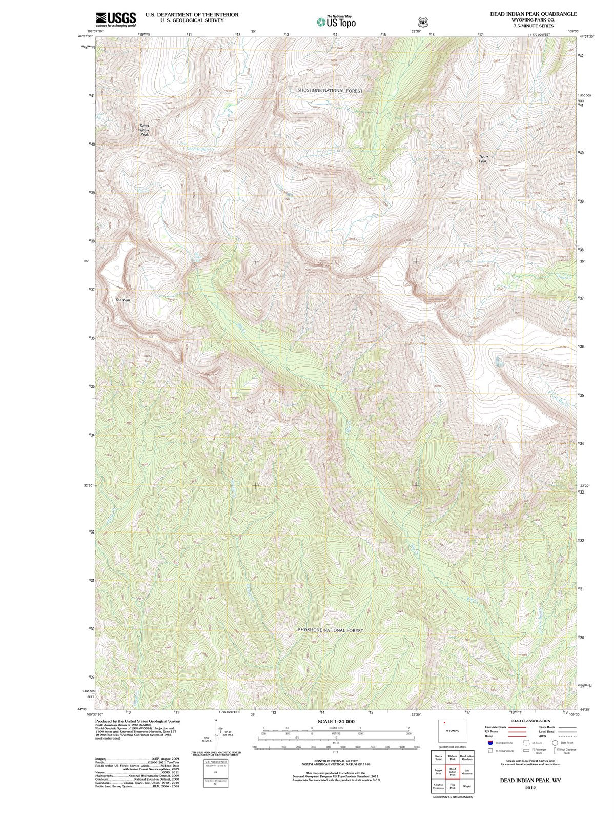 2012 Dead Indian Peak, WY - Wyoming - USGS Topographic Map