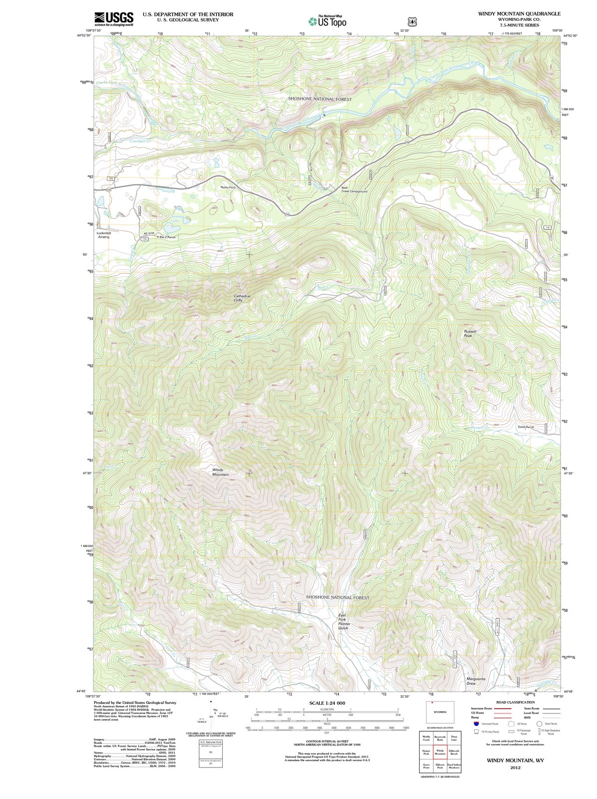 2012 Windy Mountain, WY - Wyoming - USGS Topographic Map