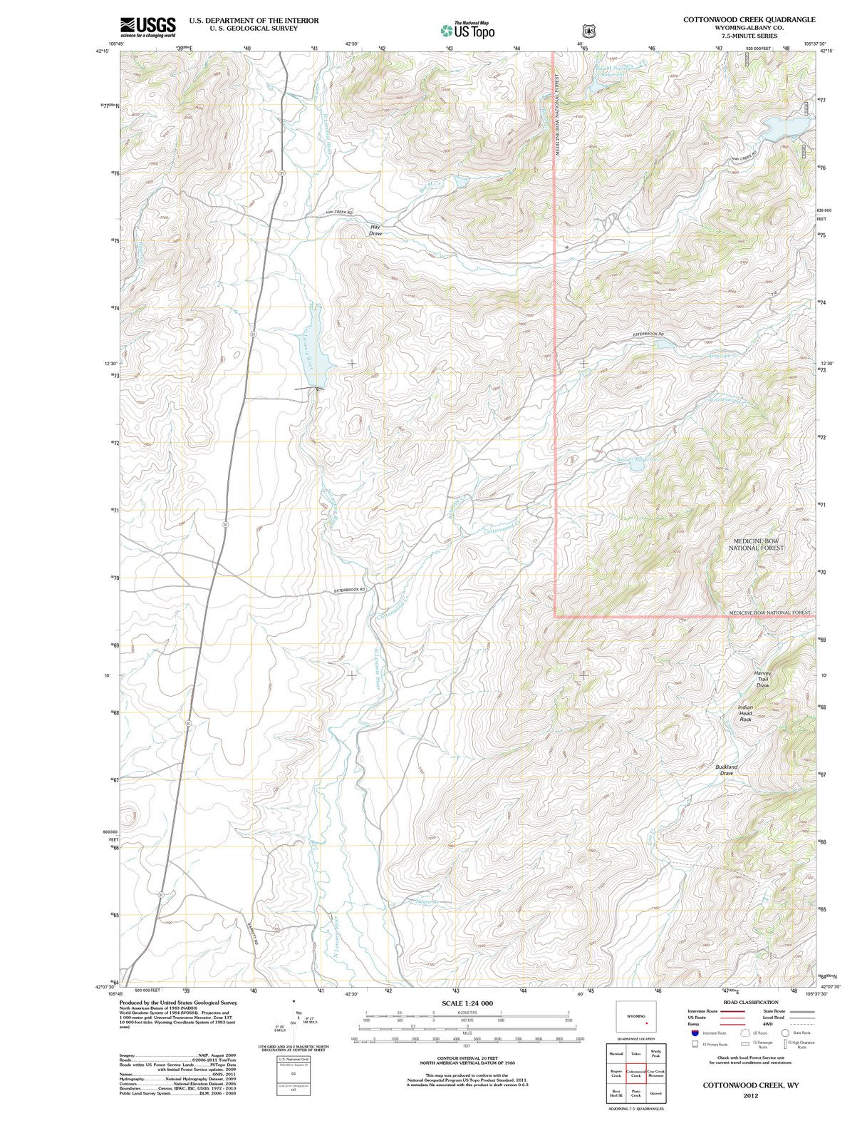 2012 Cottonwood Creek, WY - Wyoming - USGS Topographic Map