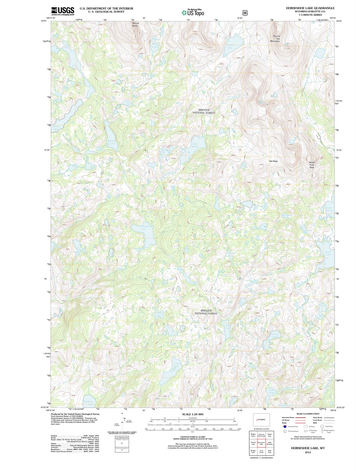 2012 Horseshoe Lake, WY - Wyoming - USGS Topographic Map