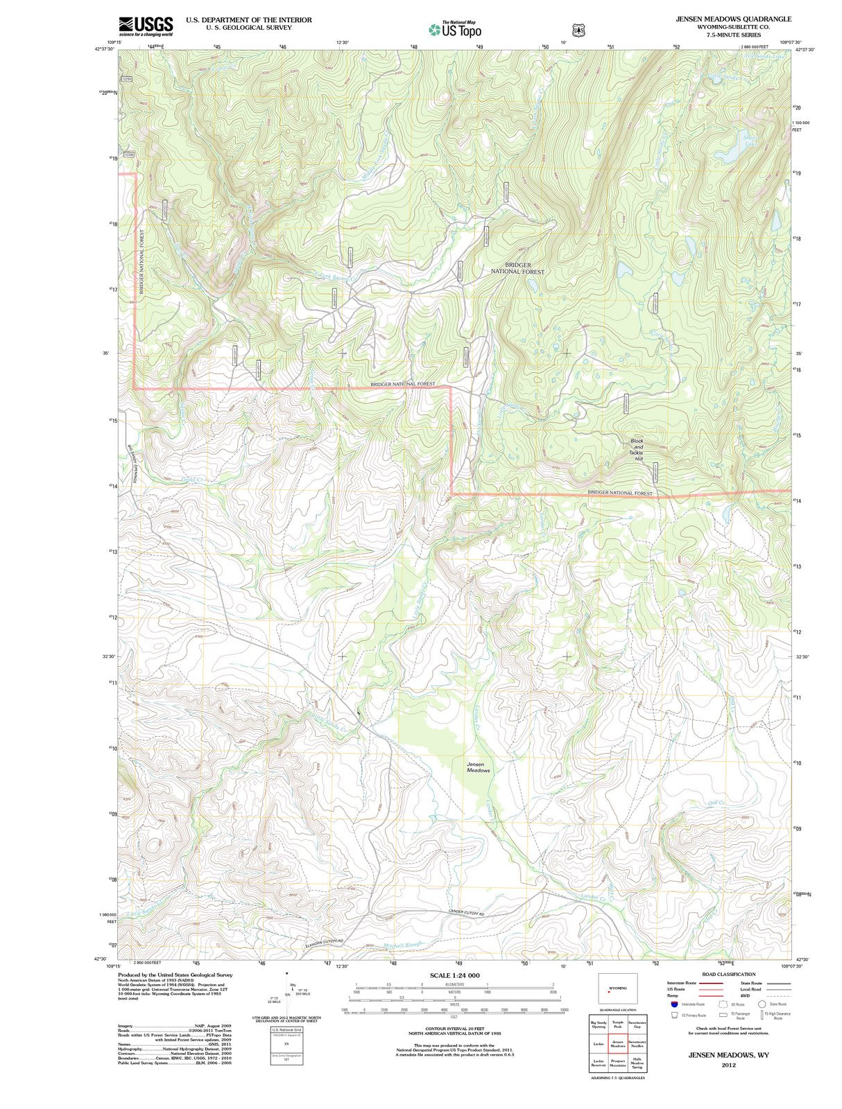 2012 Jensen Meadows, WY - Wyoming - USGS Topographic Map