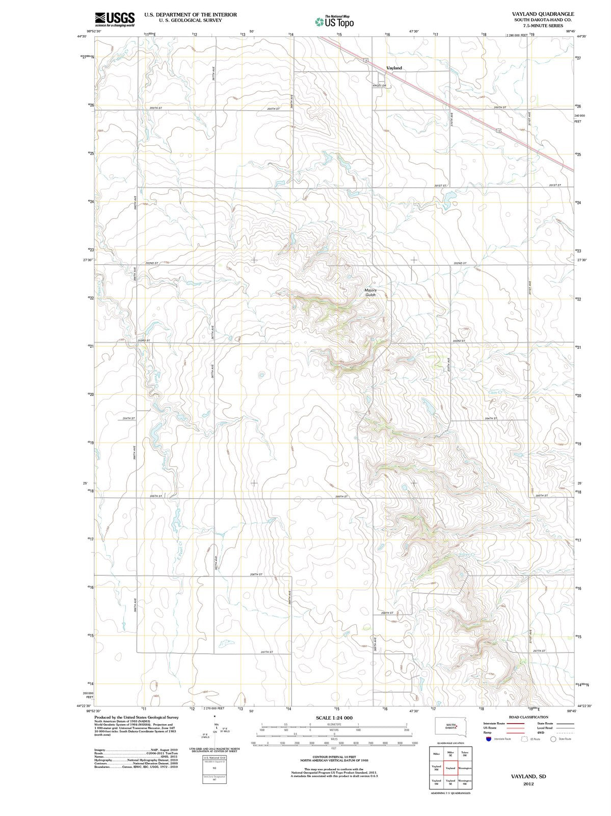 2012 Vayland, SD - South Dakota - USGS Topographic Map