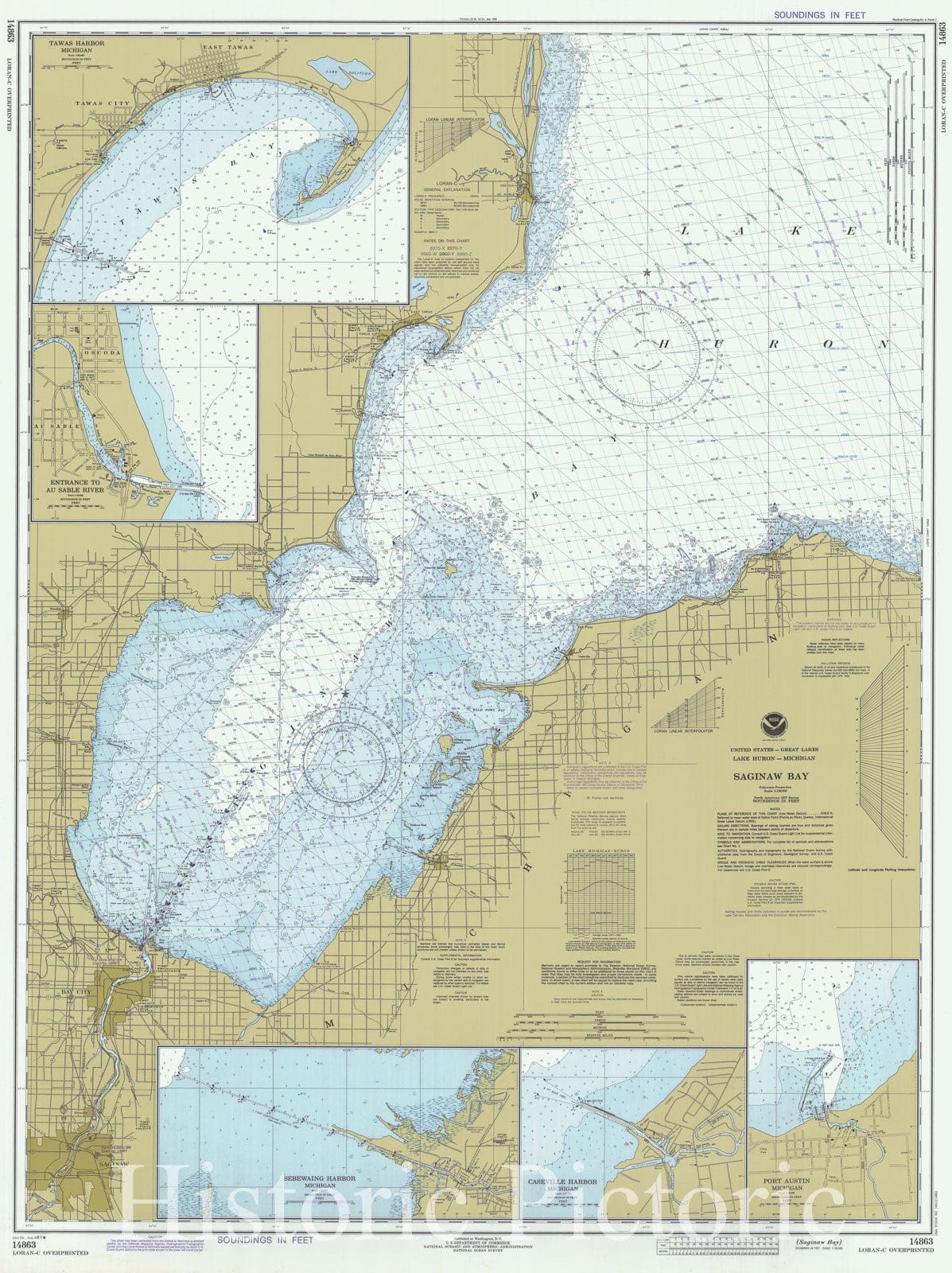 Historic Nautical Map - Saginaw Bay, 1981 NOAA Chart - Michigan (MI) - Vintage Wall Art