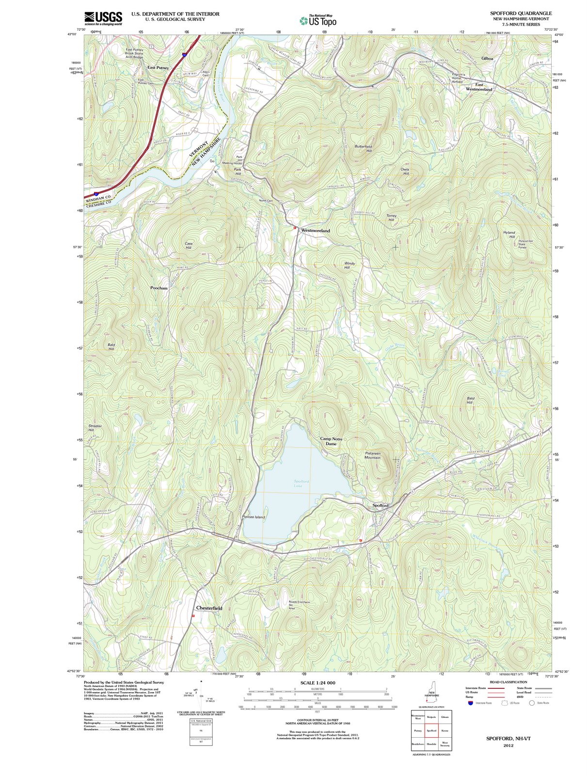 2012 Spofford, NH - New Hampshire - USGS Topographic Map