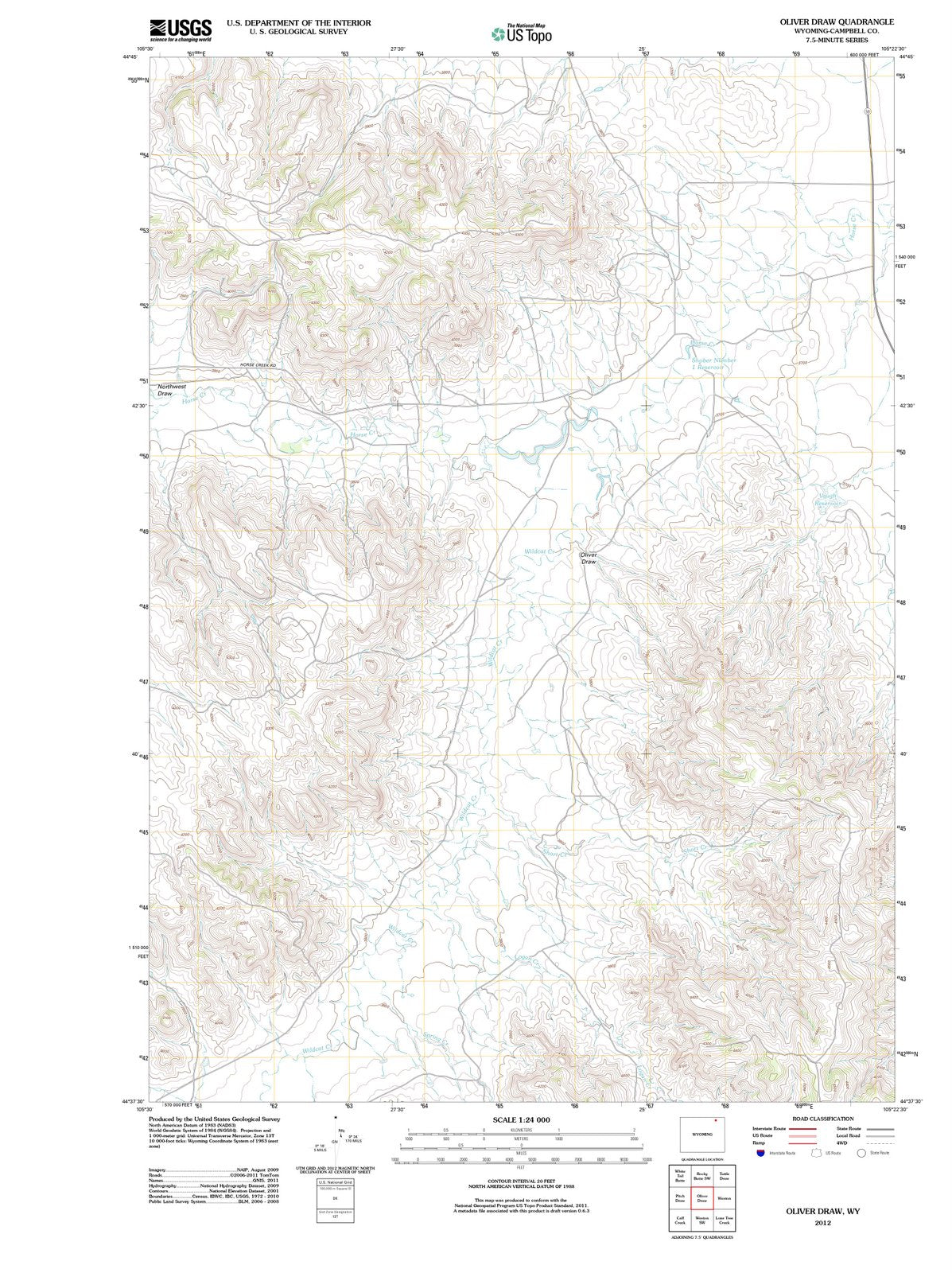 2012 Oliverraw, WY - Wyoming - USGS Topographic Map