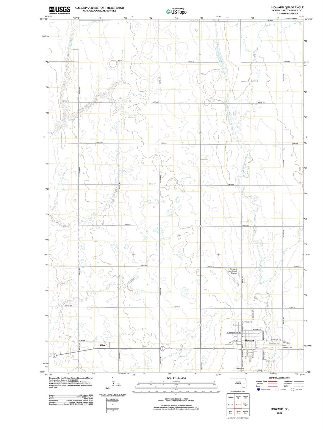 2012 Howard, SD - South Dakota - USGS Topographic Map v2