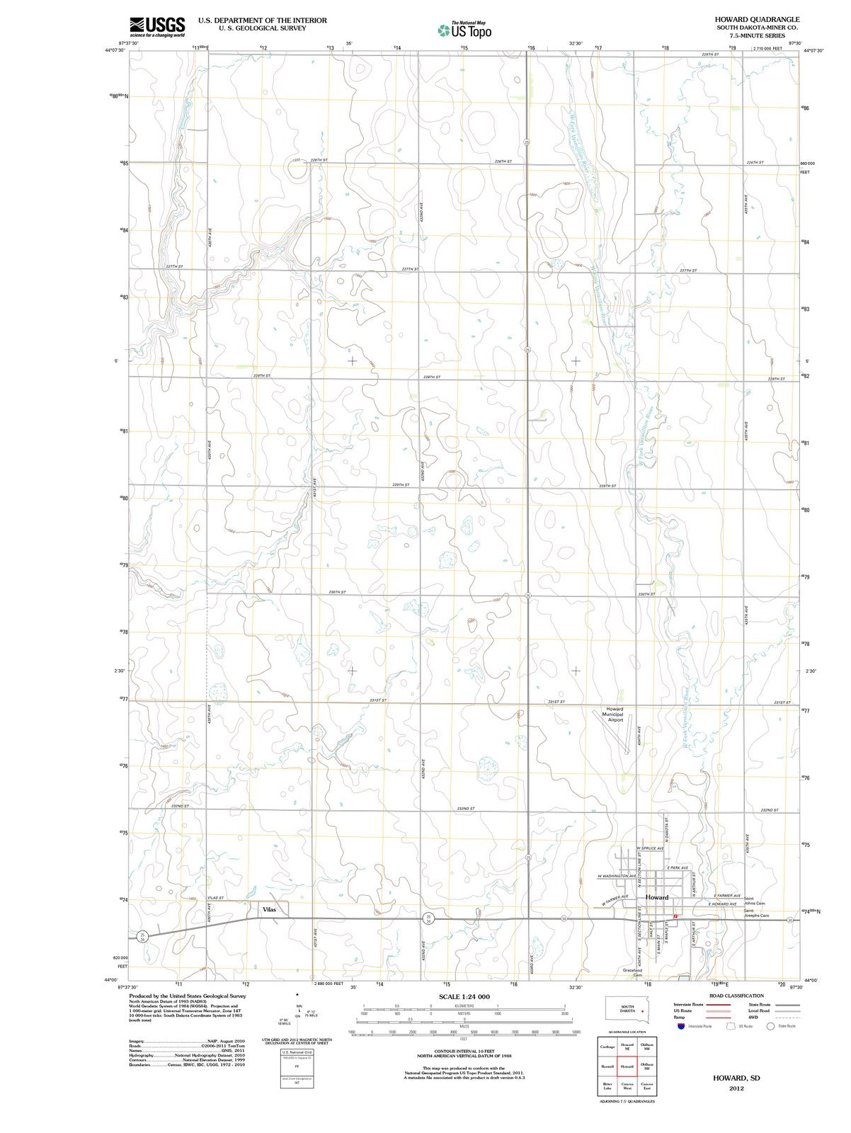 2012 Howard, SD - South Dakota - USGS Topographic Map v2