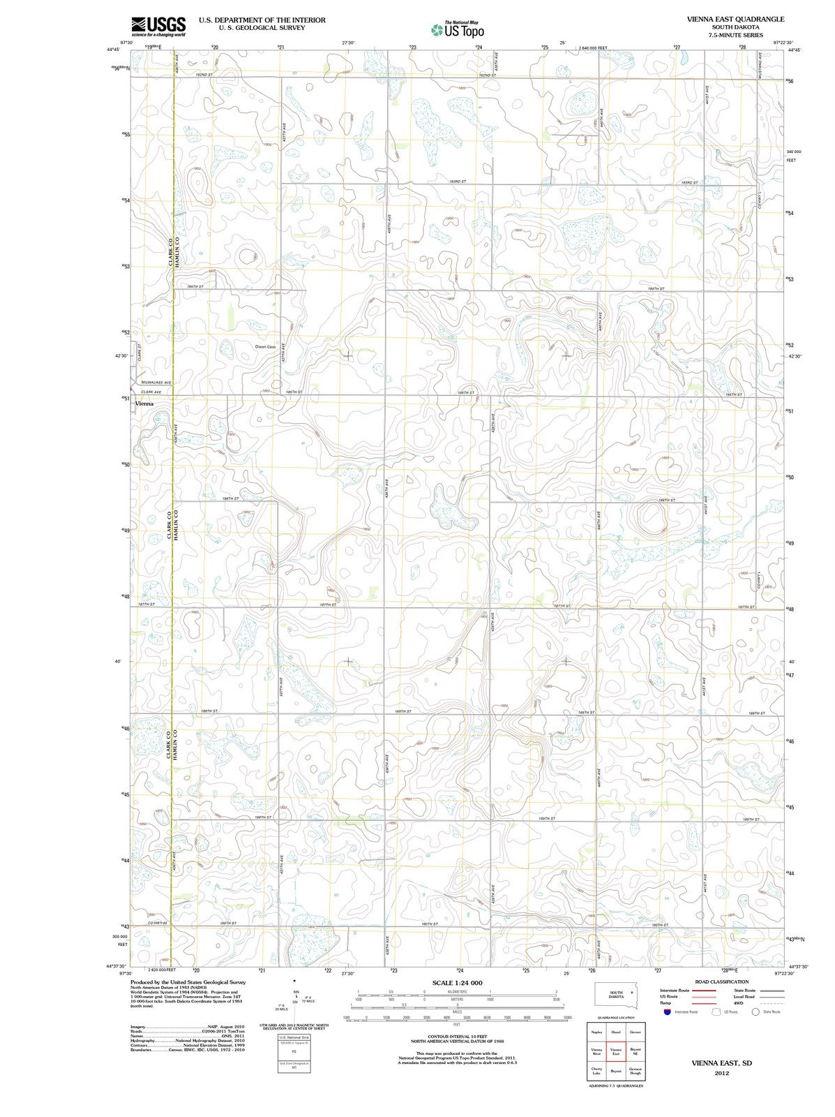2012 Vienna East, SD - South Dakota - USGS Topographic Map