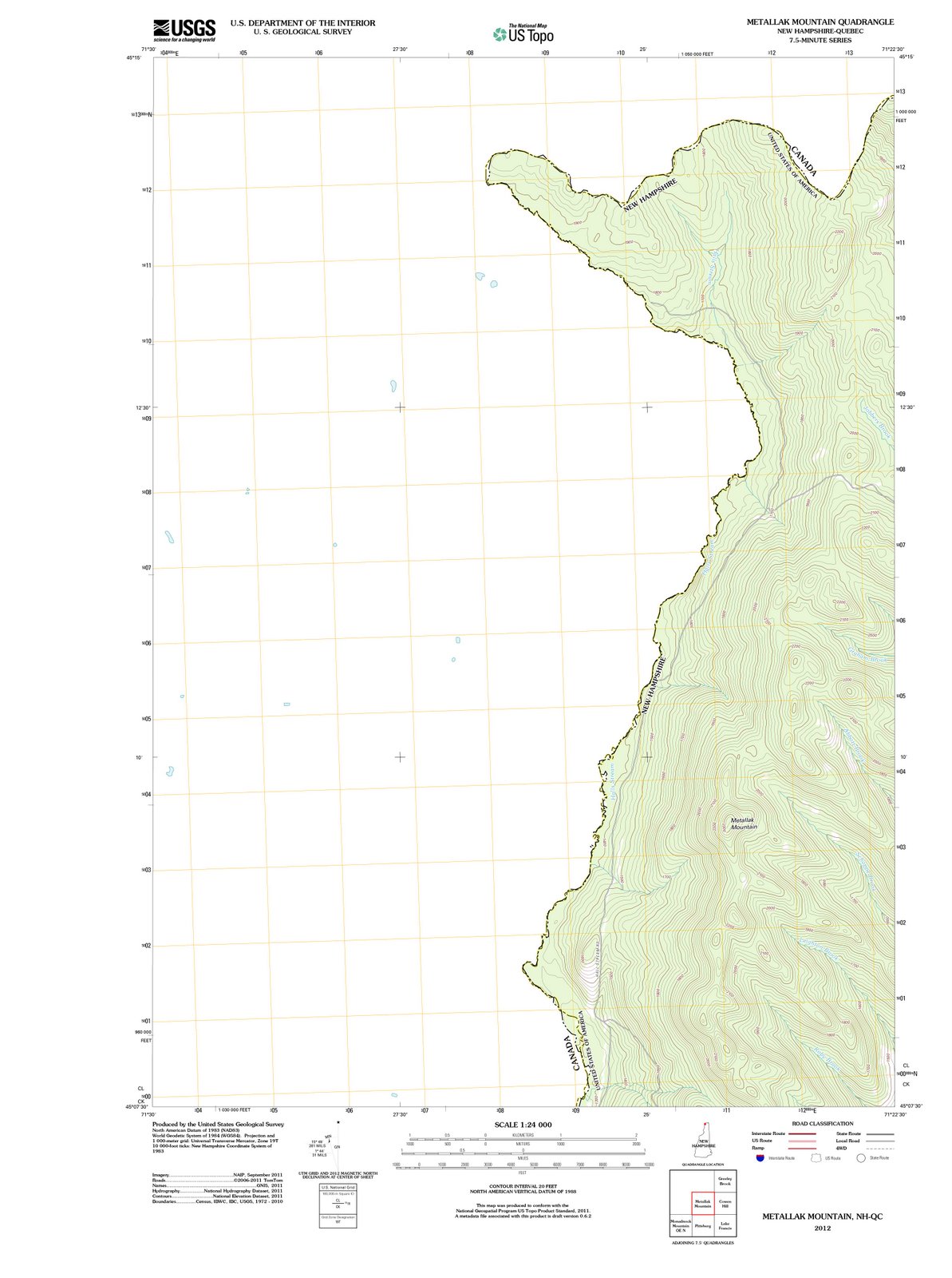 2012 Metallak Mountain, NH - New Hampshire - USGS Topographic Map