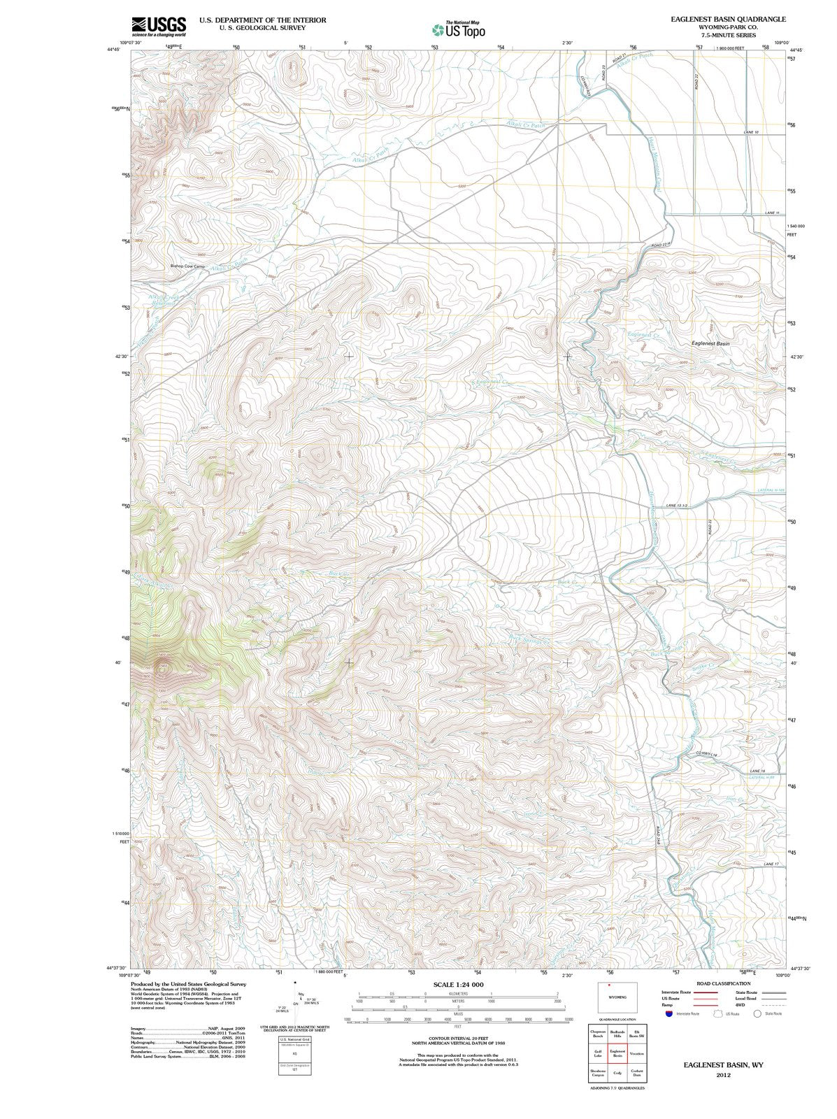 2012 Eaglenest Basin, WY - Wyoming - USGS Topographic Map